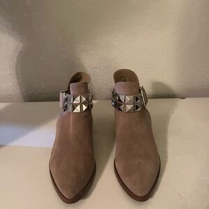 Steve Madden Taupe Ankle Booties with Silver Studs